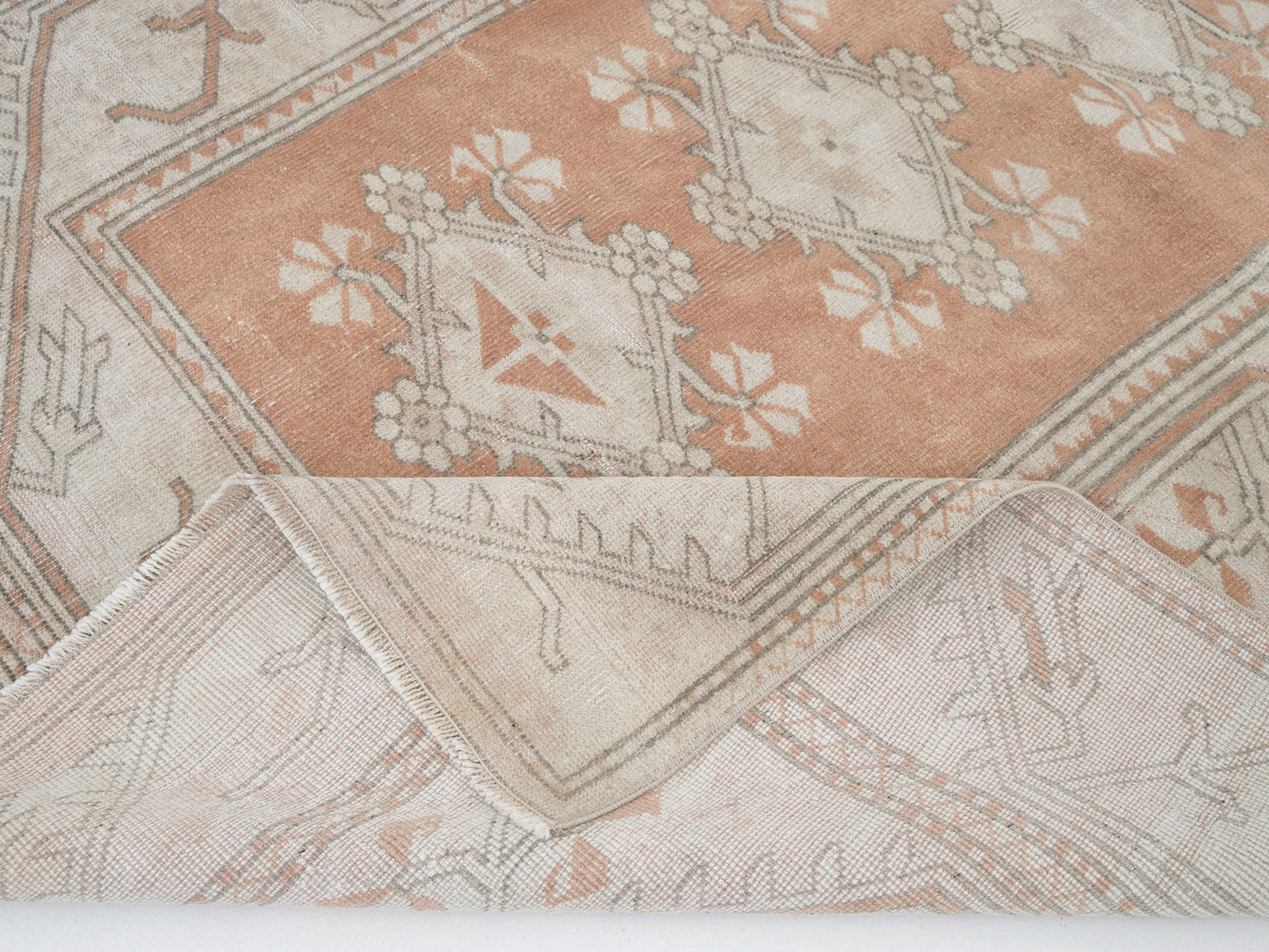 Vintage Handmade Rug, Turkish Oushak Rug, Neutral Area Rug, Office Rug, Bohemian Rug, Anatolia Eclectic Rug, Carpet Rug, Rug 5x7, 12534