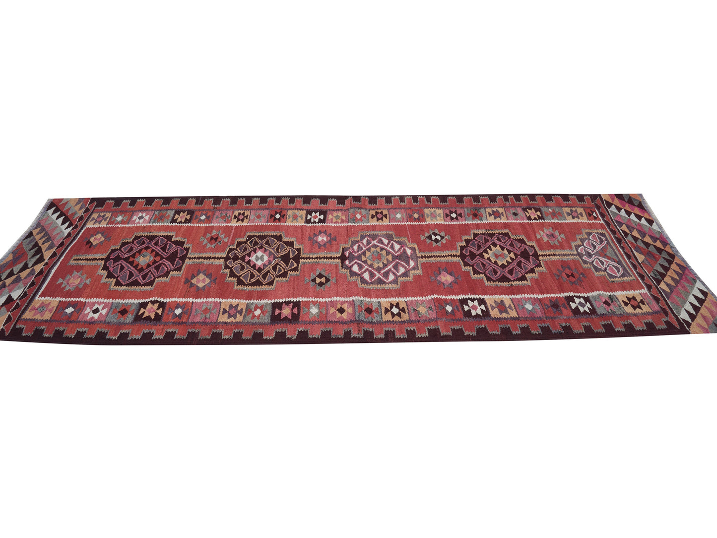 Kilim Runner Rug, Oushak Vintage Runner Rug, Turkish Eclectic Runner Rug, Kitchen Runner, Rug Runner, Bohemian Rug, Runner Rug 3x10, 11313