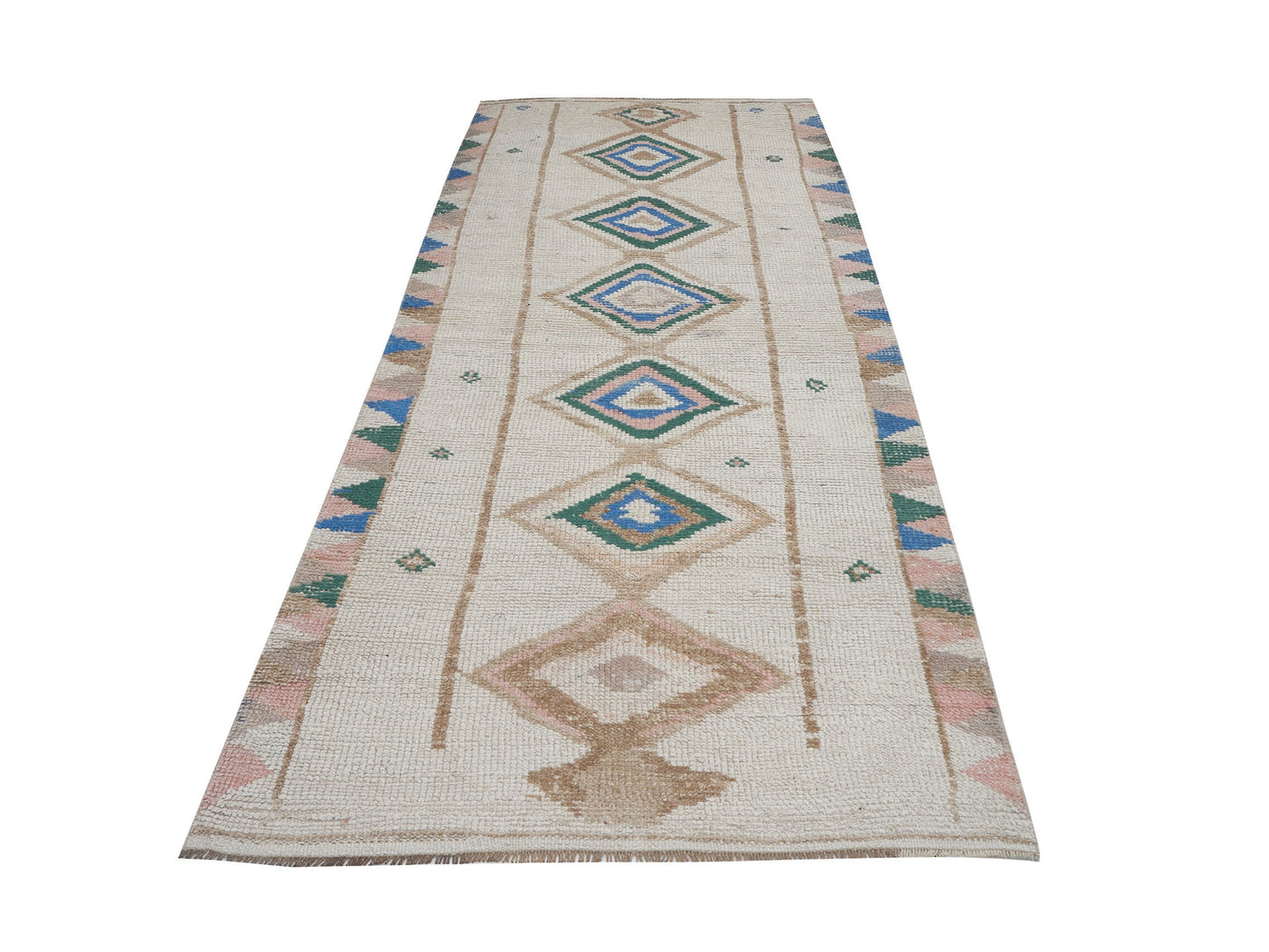 Turkish Vintage Runner Rug, Oushak Handmade Runner Rug, Neutral Muted Rug, Kitchen Runner, Rug Runner, Kilim Runner, Runner Rug 4x10, 12513