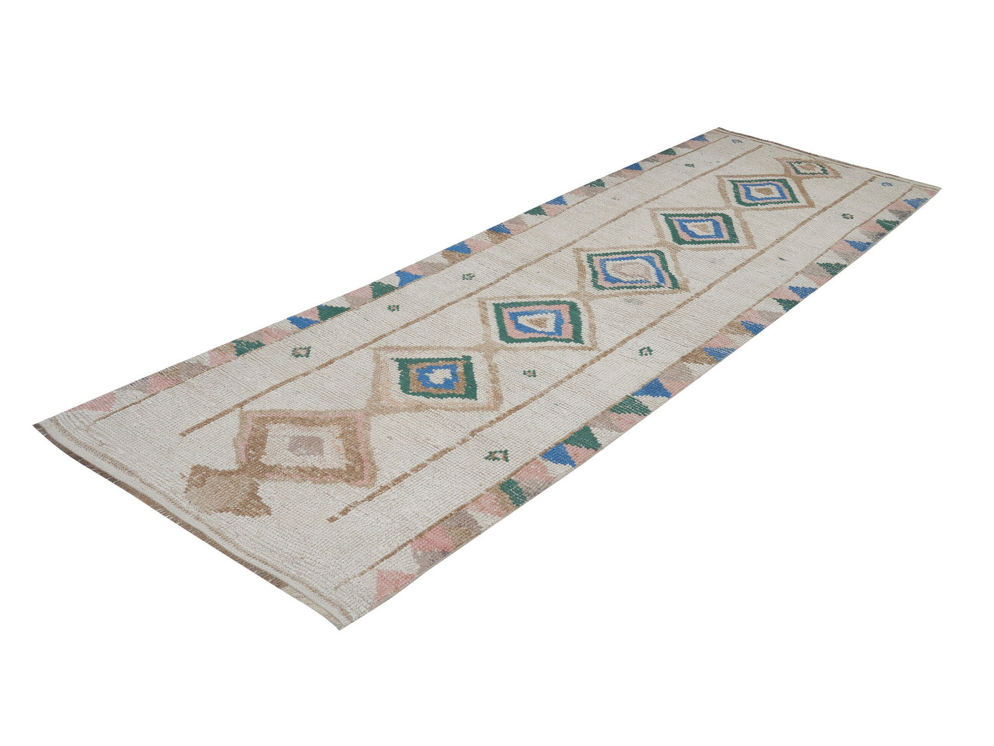 Turkish Vintage Runner Rug, Oushak Handmade Runner Rug, Neutral Muted Rug, Kitchen Runner, Rug Runner, Kilim Runner, Runner Rug 4x10, 12513