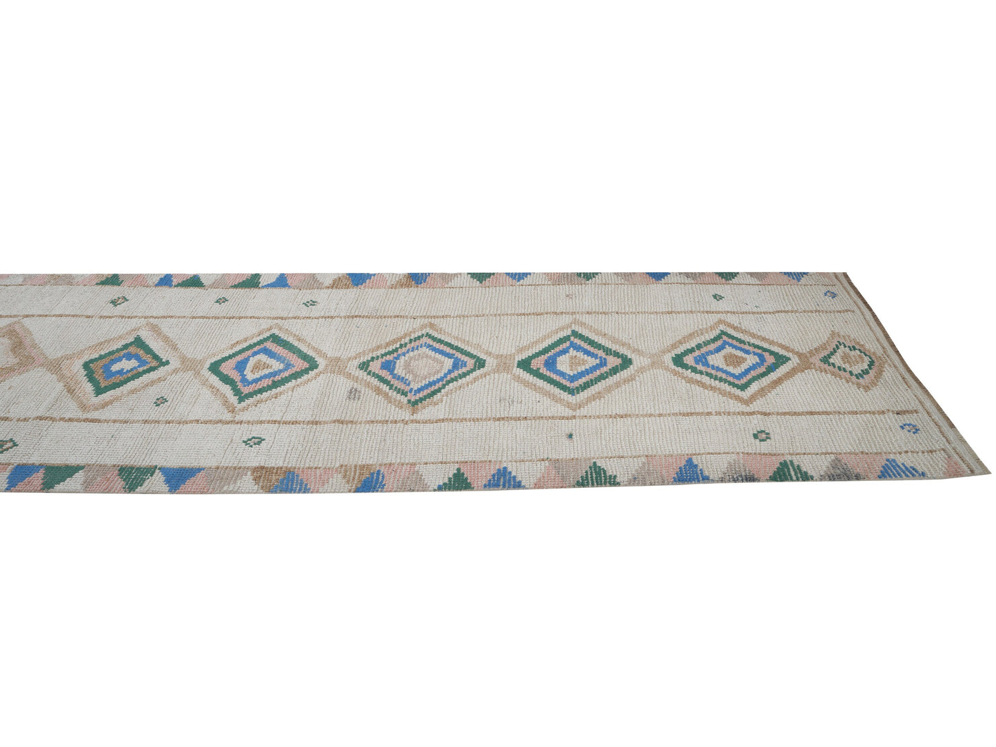 Turkish Vintage Runner Rug, Oushak Handmade Runner Rug, Neutral Muted Rug, Kitchen Runner, Rug Runner, Kilim Runner, Runner Rug 4x10, 12513