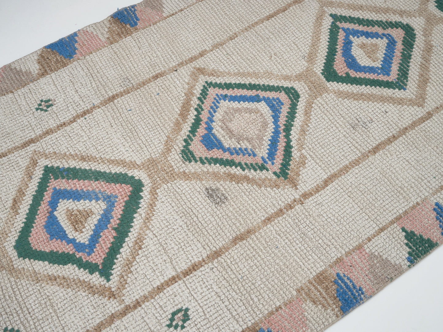 Turkish Vintage Runner Rug, Oushak Handmade Runner Rug, Neutral Muted Rug, Kitchen Runner, Rug Runner, Kilim Runner, Runner Rug 4x10, 12513