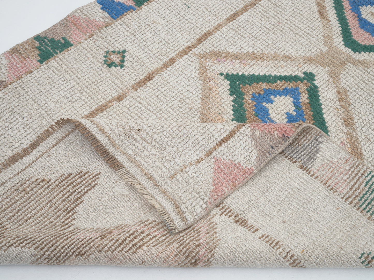 Turkish Vintage Runner Rug, Oushak Handmade Runner Rug, Neutral Muted Rug, Kitchen Runner, Rug Runner, Kilim Runner, Runner Rug 4x10, 12513
