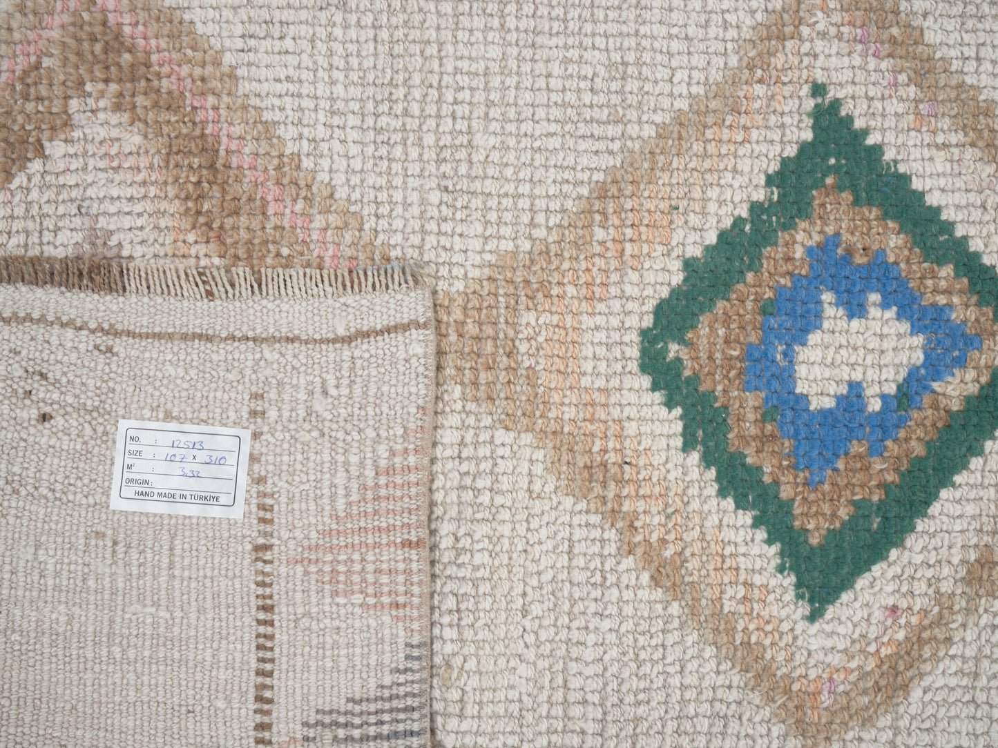 Turkish Vintage Runner Rug, Oushak Handmade Runner Rug, Neutral Muted Rug, Kitchen Runner, Rug Runner, Kilim Runner, Runner Rug 4x10, 12513
