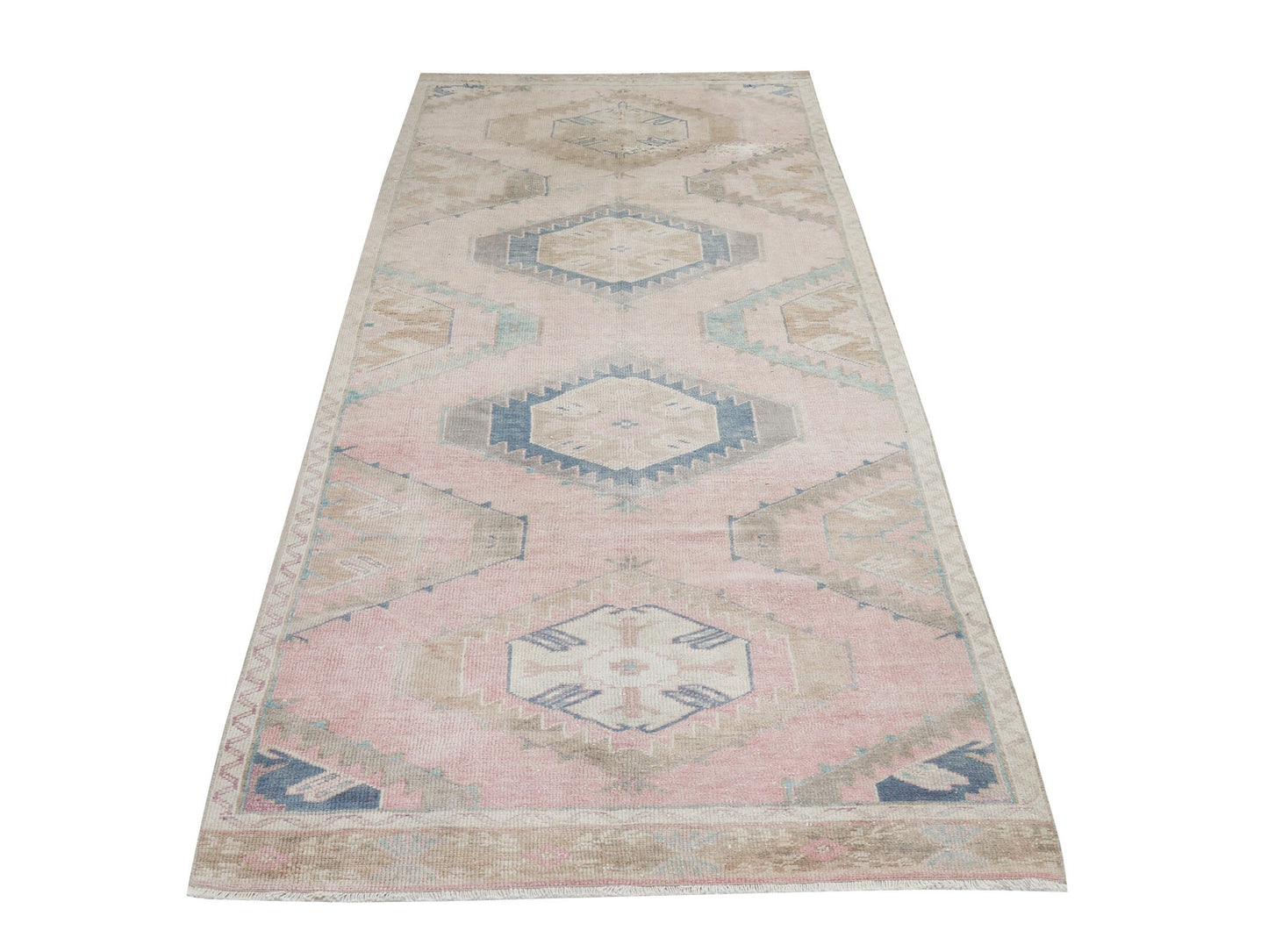 Carpet Runner, Oushak Handmade Runner Rug, Turkish Eclectic Runner Rug, Vintage Runner, Rug Runner 4x11, Bohemian Rug, Long Runner, 12499