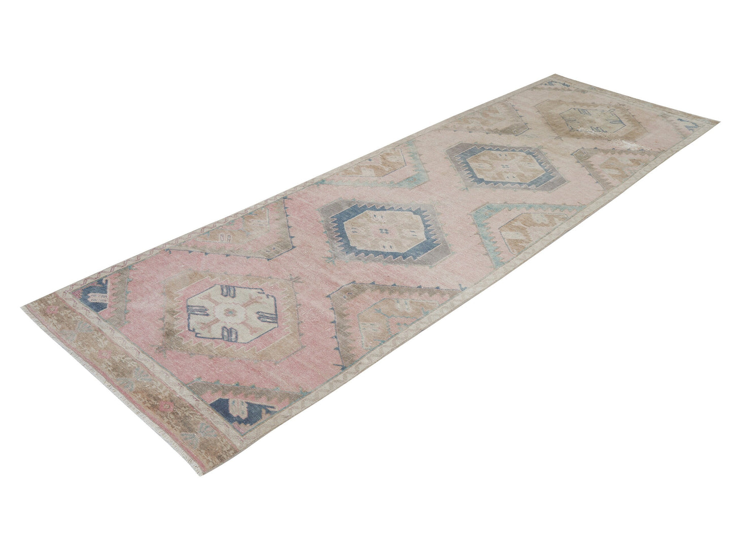 Carpet Runner, Oushak Handmade Runner Rug, Turkish Eclectic Runner Rug, Vintage Runner, Rug Runner 4x11, Bohemian Rug, Long Runner, 12499