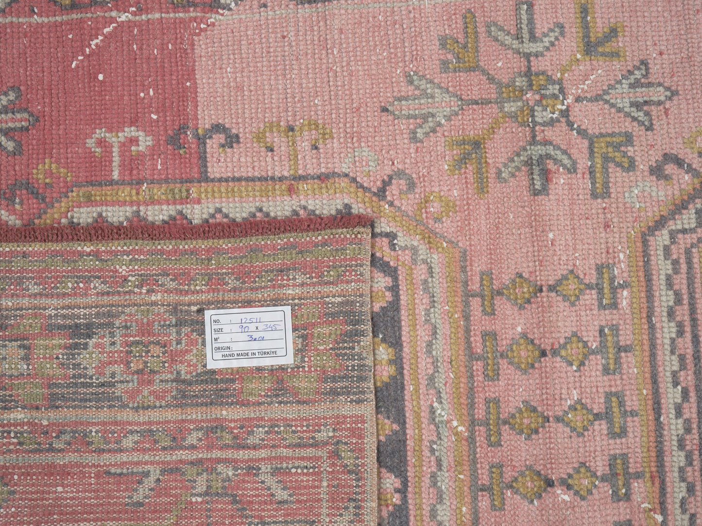 Runner Rug 3x11, Handmade Runner Rug, Turkish Runner, Oushak Runner, Vintage Runner, Anatolia Rug, Bohemian Rug, Carpet Runner, 12511