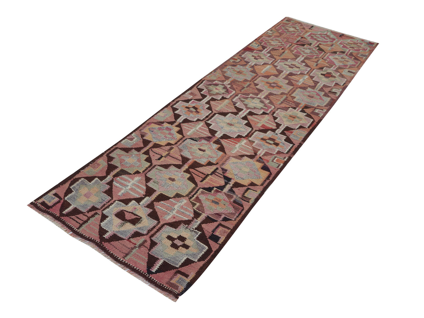 Handmade Runner Rug, Turkish Oushak Eclectic Runner Rug, Vintage Runner, Hallway Runner, Bohemian Rug, Kilim Runner, Rug Runner 3x10, 11430