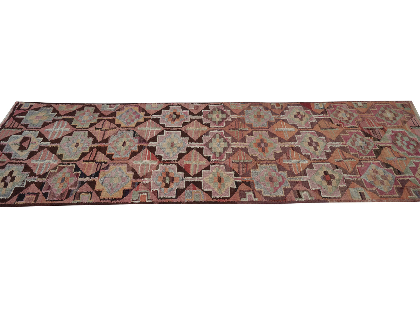 Handmade Runner Rug, Turkish Oushak Eclectic Runner Rug, Vintage Runner, Hallway Runner, Bohemian Rug, Kilim Runner, Rug Runner 3x10, 11430