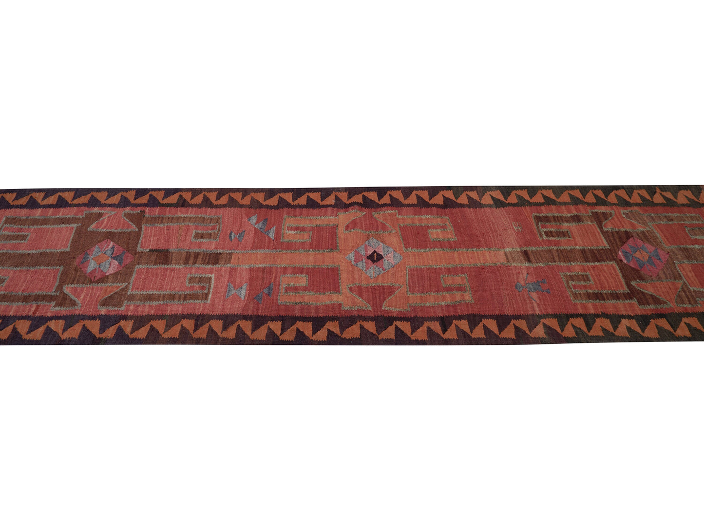 Kilim Runner Rug, Oushak Vintage Runner Rug, Turkish Eclectic Runner Rug, Long Runner, Bohemian Rug, Hallway Runner, Runner Rug 3x12, 11428