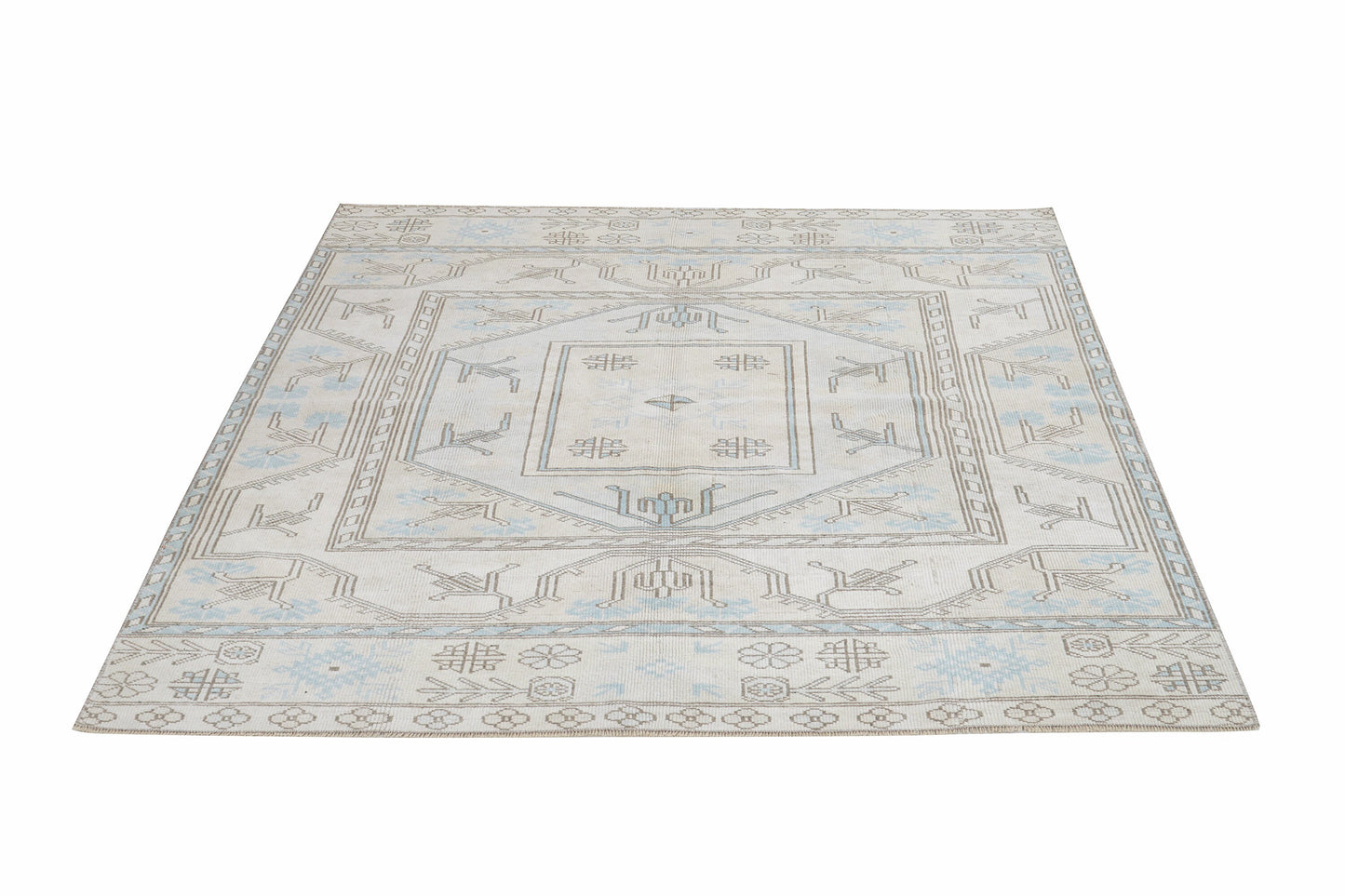 Turkish Handmade Area Rug, Vintage Oushak Faded Rug, Neutral Muted Rug, Bedroom Rug, Gray Rug, Rug 4x6, Scandinavian Rug, Carpet Rug, 12306