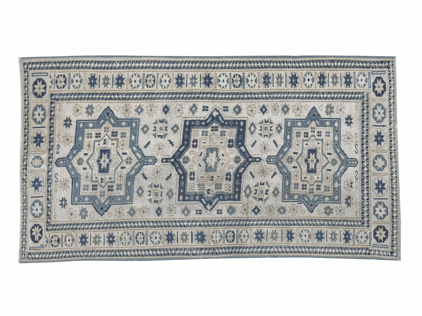 Vintage Oushak Rug, Turkish Handmade Area Rug, Neutral Rustic Rug, Office Rug, Oushak Carpet, Primitive Rug, Rug 3x4, Turkey Rug, 12371