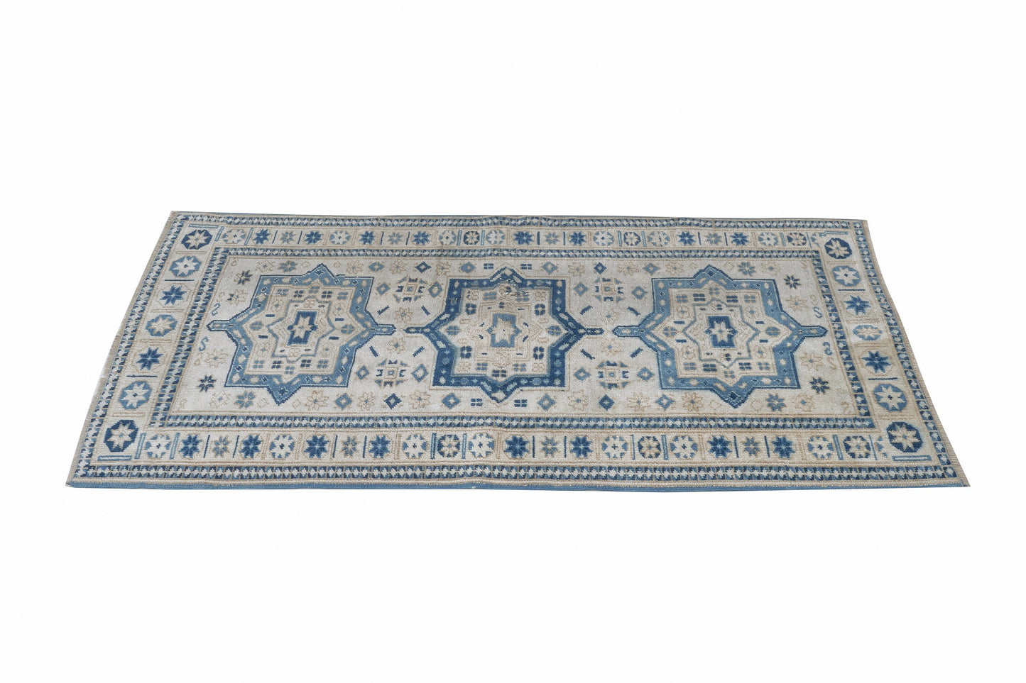 Vintage Oushak Rug, Turkish Handmade Area Rug, Neutral Rustic Rug, Office Rug, Oushak Carpet, Primitive Rug, Rug 3x4, Turkey Rug, 12371