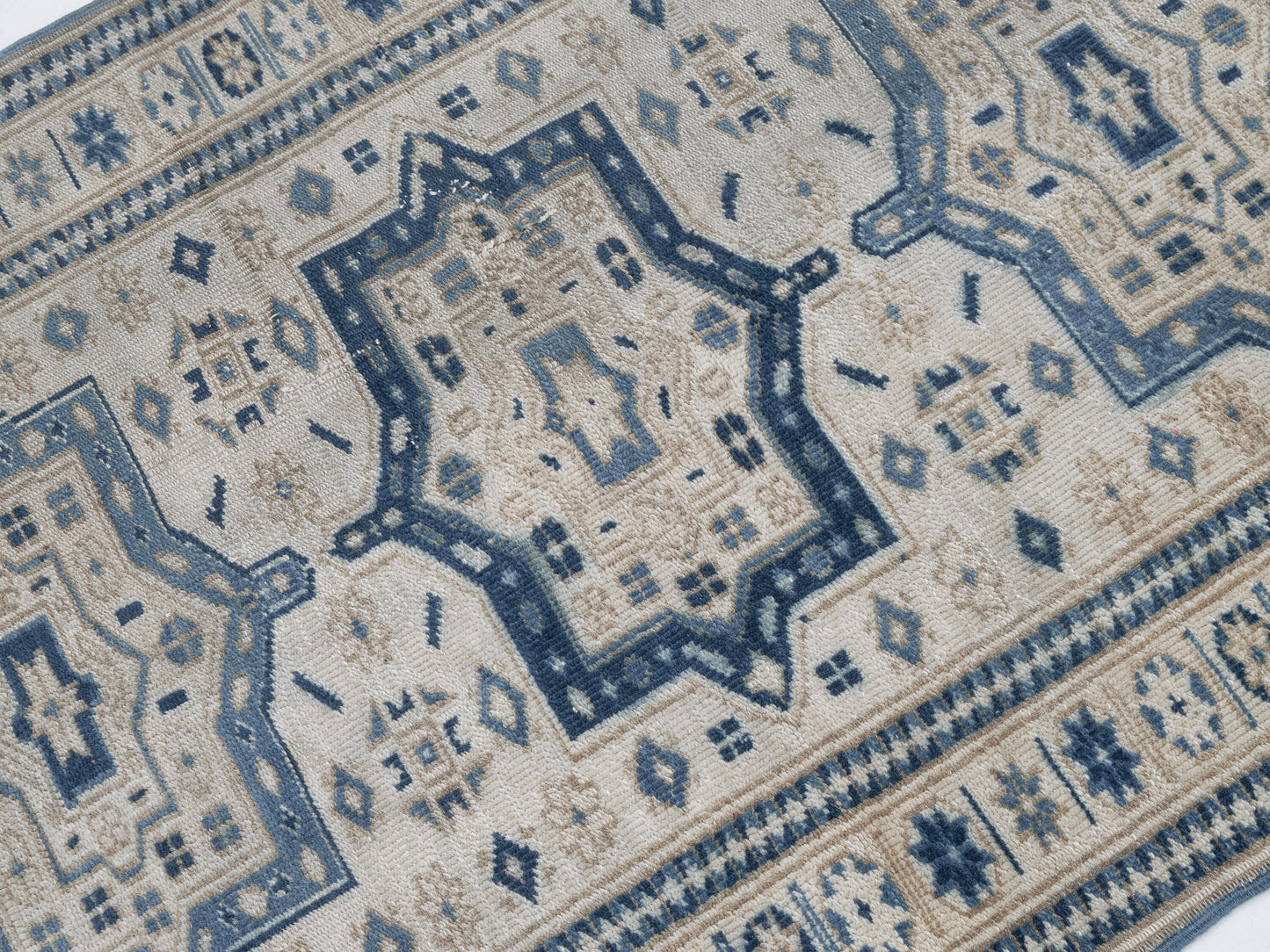 Vintage Oushak Rug, Turkish Handmade Area Rug, Neutral Rustic Rug, Office Rug, Oushak Carpet, Primitive Rug, Rug 3x4, Turkey Rug, 12371
