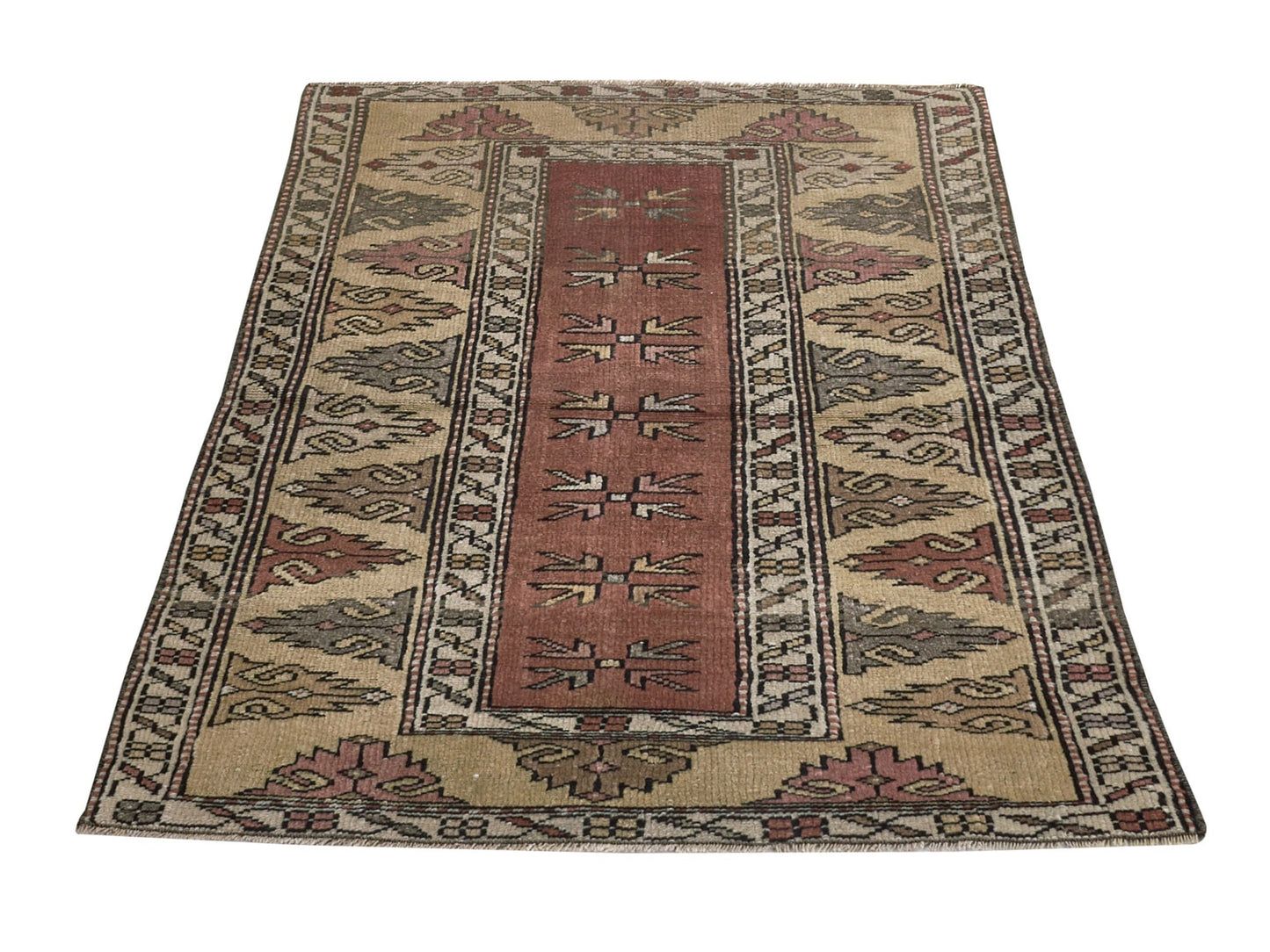 Bedroom Vintage rug, Anatolian Oushak rug, Handmade Rug, 3x4 Turkish rug, Antique Neutral rug, Traditional rug, Small Oushak rug, 8640