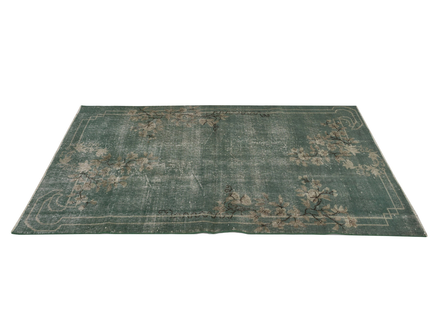 Floral Vintage Rug , Anatolian Oushak Handmade rug , Turkish Area rug 4x7, Antique rug, Neutral rug, Carpet rug, 8756