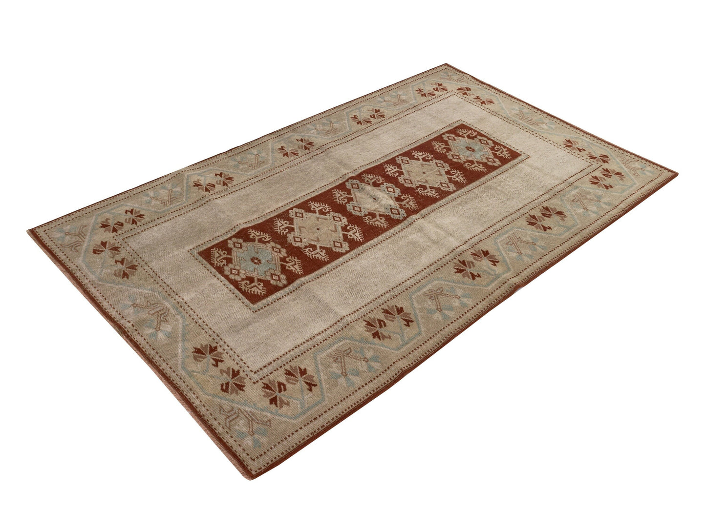 Art Deco Vintage Rug , One of a Kind Oushak Rug , Anatolian Turkish Rug , 4x7 Rug, Traditional Handmade Rug , Antique Rug, Small Rug, 8733