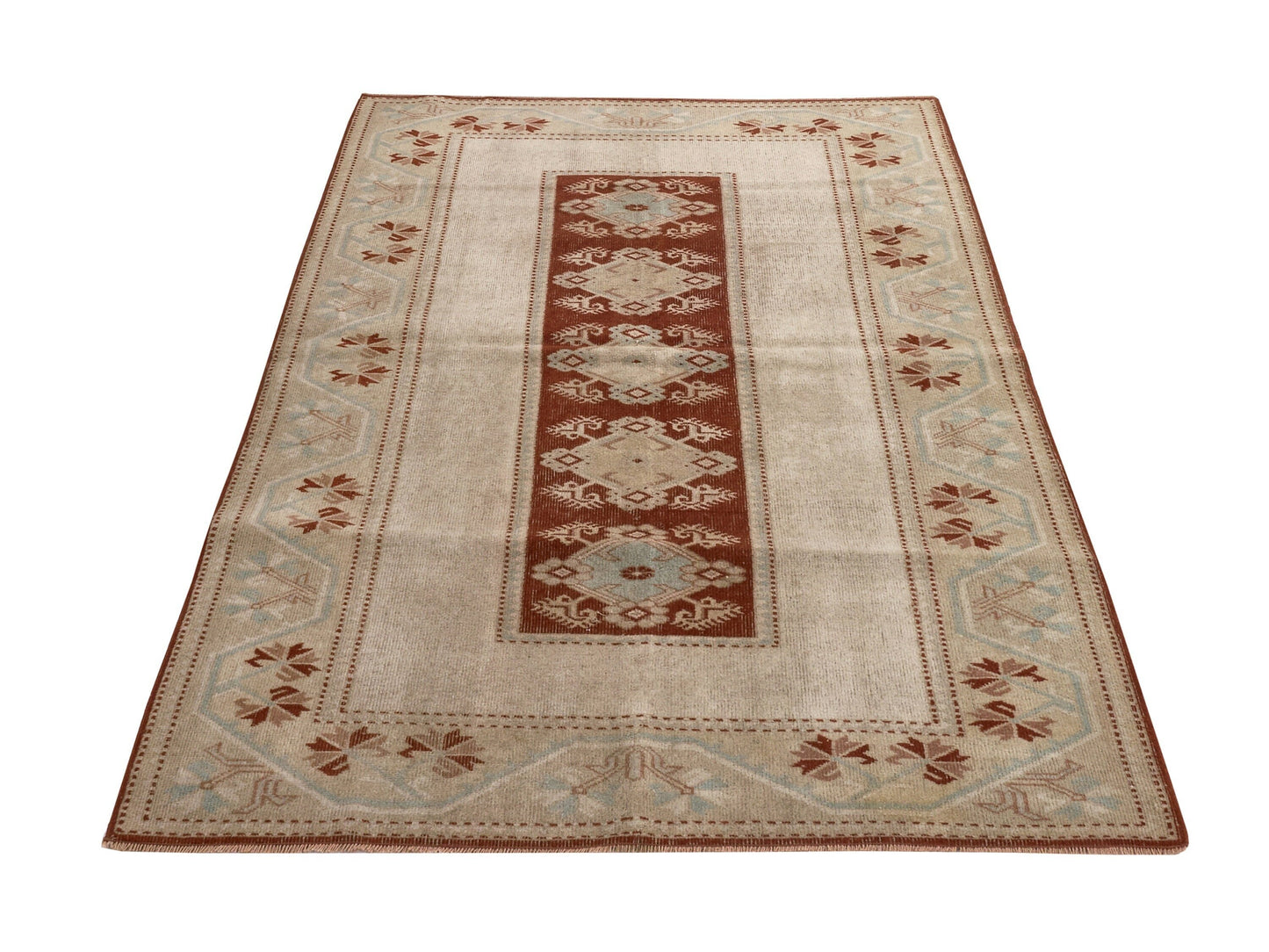 Art Deco Vintage Rug , One of a Kind Oushak Rug , Anatolian Turkish Rug , 4x7 Rug, Traditional Handmade Rug , Antique Rug, Small Rug, 8733