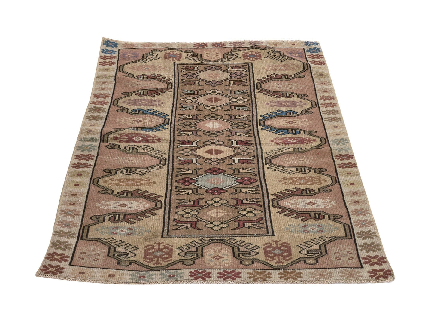 Anatolia Small Vintage rug, Antique Oushak rug, Rug 3x4, Traditional rug, Anatolian rug , Turkish rug, Wool Turkish rug , Carpet rug , 8650