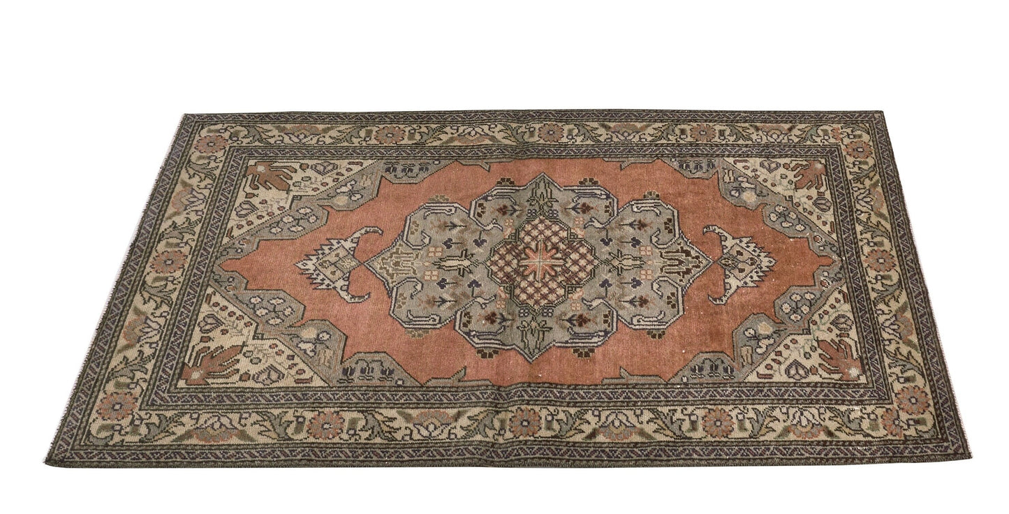 Boho Oushak Rug , Anatolian Handmade Rug , Turkish Old Rug , 3x5 Rug , Antique Area rug,Faded Carpet Rug , Traditional Rug ,Vintage Rug,8631
