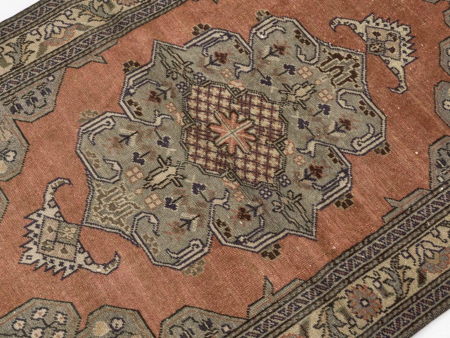 Boho Oushak Rug , Anatolian Handmade Rug , Turkish Old Rug , 3x5 Rug , Antique Area rug,Faded Carpet Rug , Traditional Rug ,Vintage Rug,8631