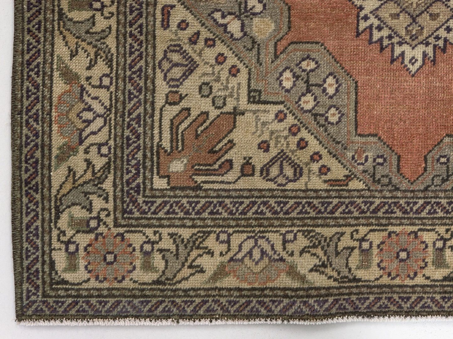 Boho Oushak Rug , Anatolian Handmade Rug , Turkish Old Rug , 3x5 Rug , Antique Area rug,Faded Carpet Rug , Traditional Rug ,Vintage Rug,8631