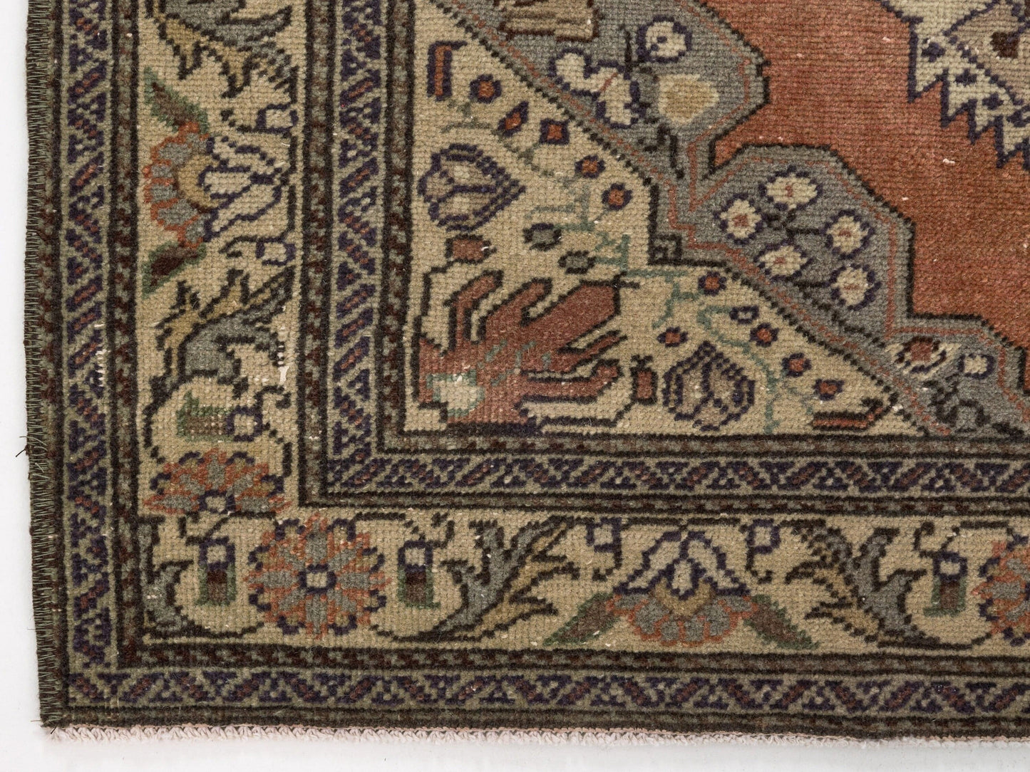 Boho Oushak Rug , Anatolian Handmade Rug , Turkish Old Rug , 3x5 Rug , Antique Area rug,Faded Carpet Rug , Traditional Rug ,Vintage Rug,8631
