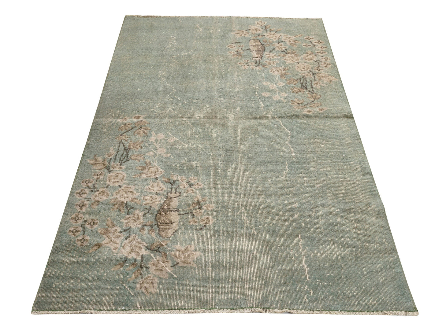 Vintage Neutral rug , Turkish Anatolian rug, Antique rug, Turkish Oushak rug ,Area rug 4x7 , Muted rug, Wool Rug, Carpet rug, 8754