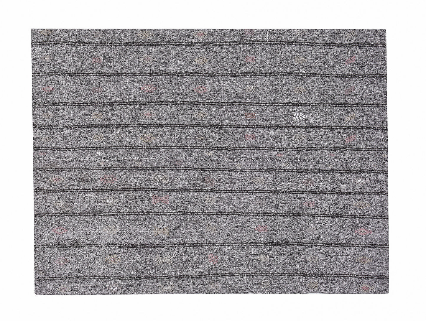 Turkish Handmade Kilim Rug, Vintage Black Striped Kilim Rug, Area Flat Weave Kilim Rug,Neutral Antique Rug, Gray Rug, Kilim Rug 6x7, 12203