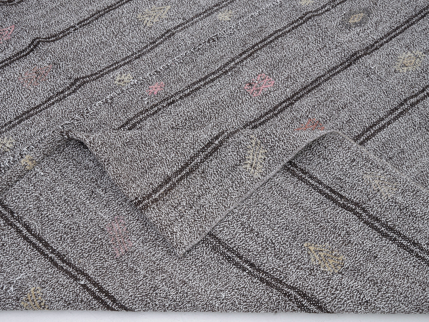 Turkish Handmade Kilim Rug, Vintage Black Striped Kilim Rug, Area Flat Weave Kilim Rug,Neutral Antique Rug, Gray Rug, Kilim Rug 6x7, 12203