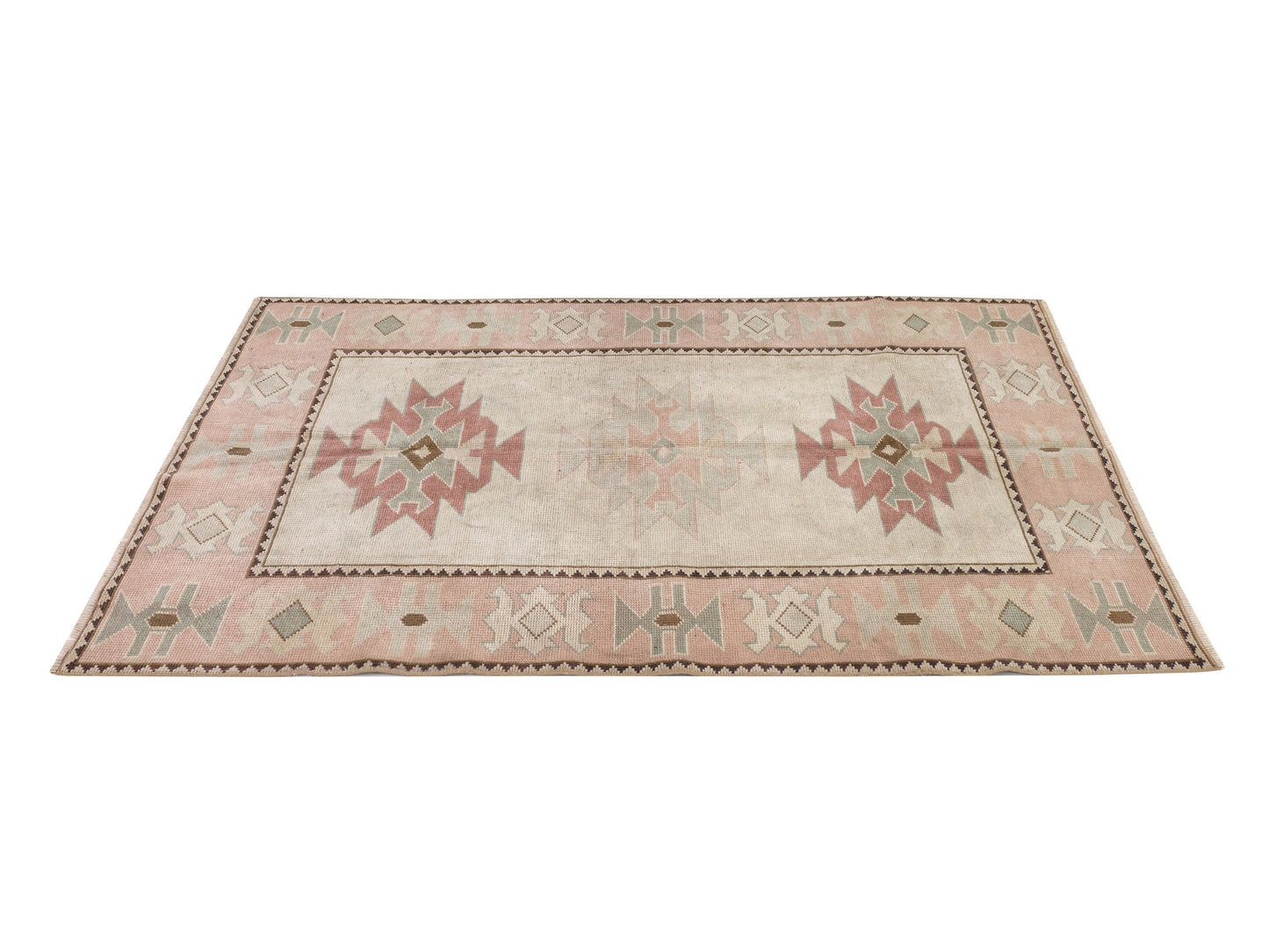 Muted Oushak Rug, Vintage Rug, Beige Rug, Area rug 4x5 , Small Carpet rug, Turkish Neutral rug, Handmade rug, Pastel rug, Oushak Carpet,9056