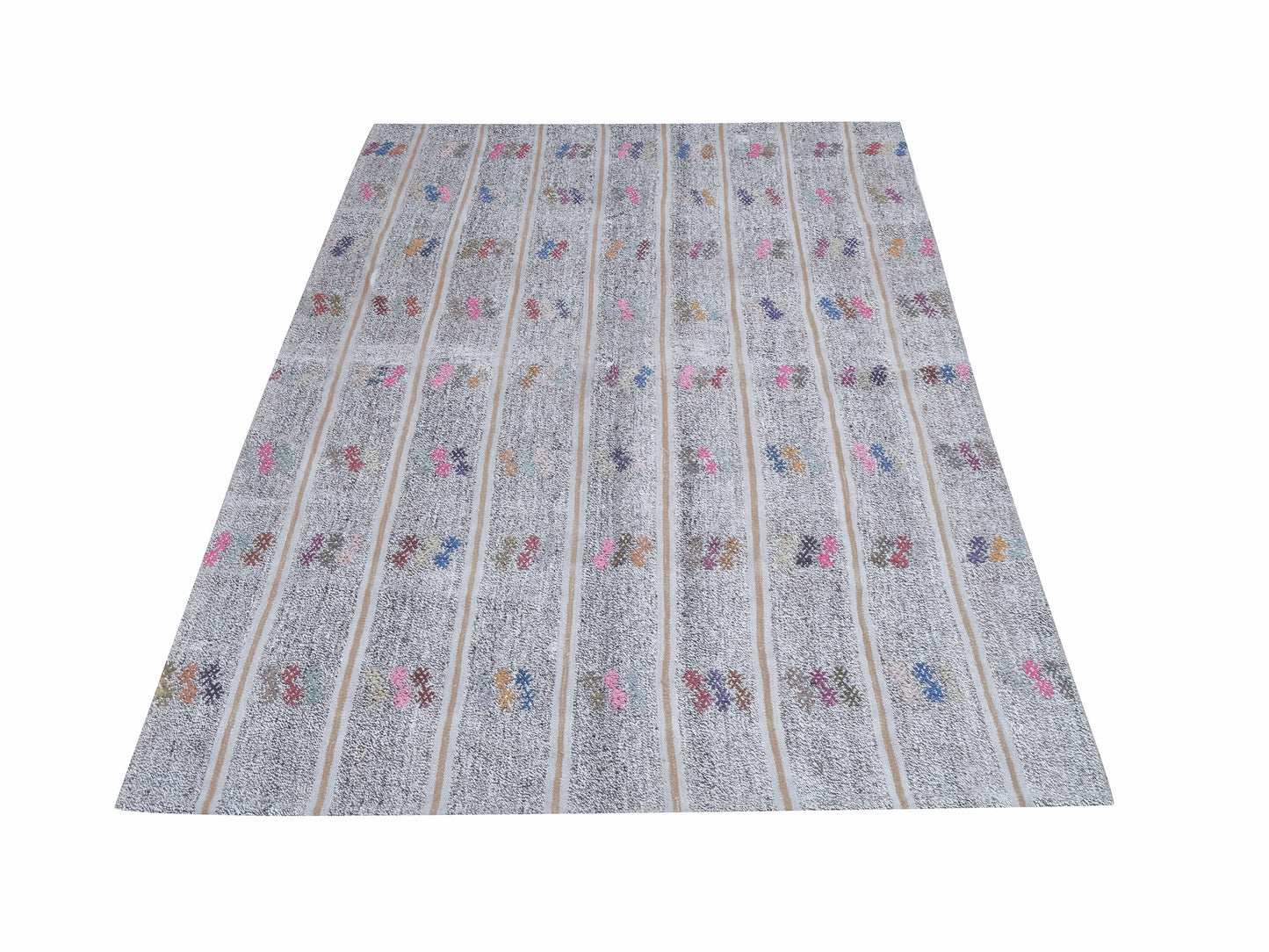 Handmade Kilim Rug, Turkish Vintage Kilim Rug, Area Faded Kilim Rug, Neutral Muted Rug, Living Room Rug, Gray Rug, Kilim Rug 4x7, 12221