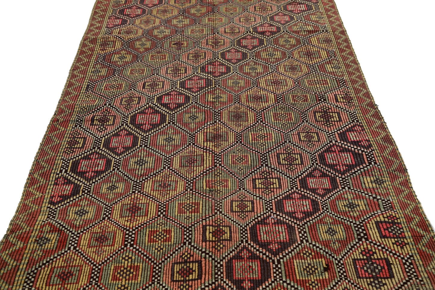 Turkish Kilim Rug, Vintage Kilim Rug, Turkish Rug, Area Rug, Handmade Rug, Entryway Rug, Wool Rug, Old Oriental Rug, Kilim Rug 5x10, 2986