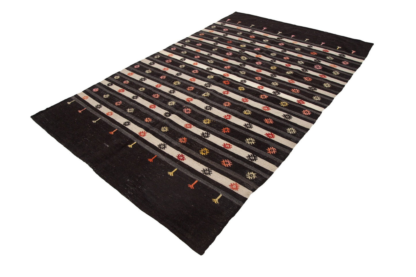 Narrow Organic Wool Kilim rug, 6x10 Handmade Brown Vintage Rug Kilim, Turkish Kilim rug ,Primitive Entryway Rug ,7601