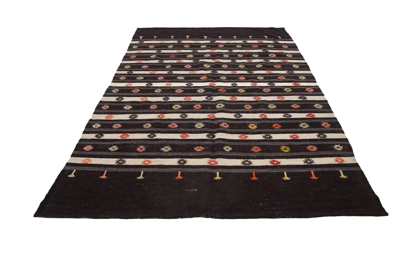 Narrow Organic Wool Kilim rug, 6x10 Handmade Brown Vintage Rug Kilim, Turkish Kilim rug ,Primitive Entryway Rug ,7601