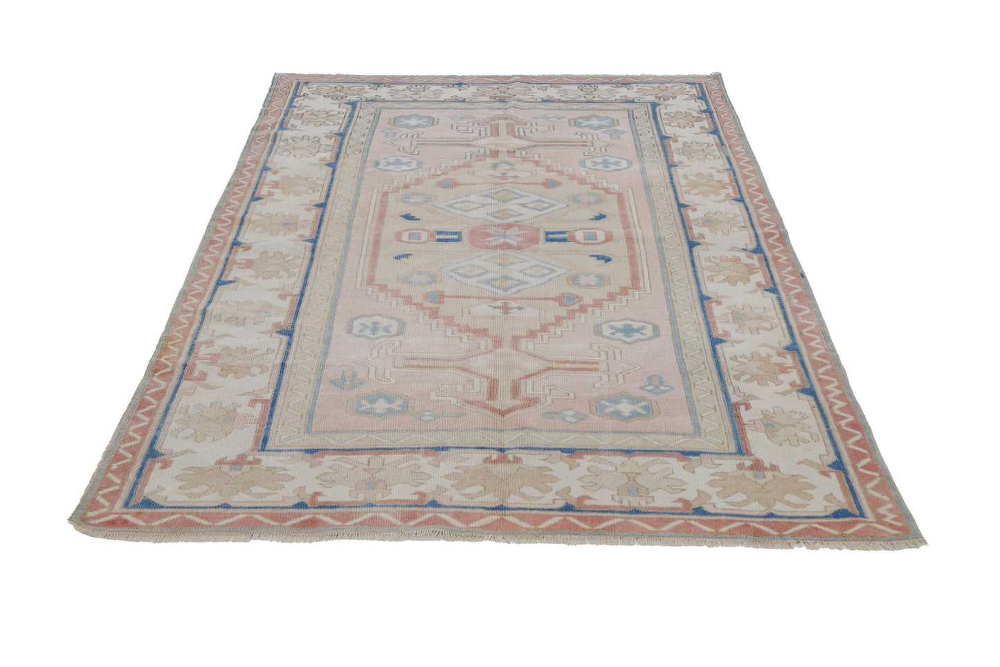 5x8 Rug,Turkish Rug 5x8, Pink rug ,Vintage Rug, Faded rug, Oushak Rug, Handmade Rug, Area Rug, Wool rug, Living Room Rug,Primitive rug,7283