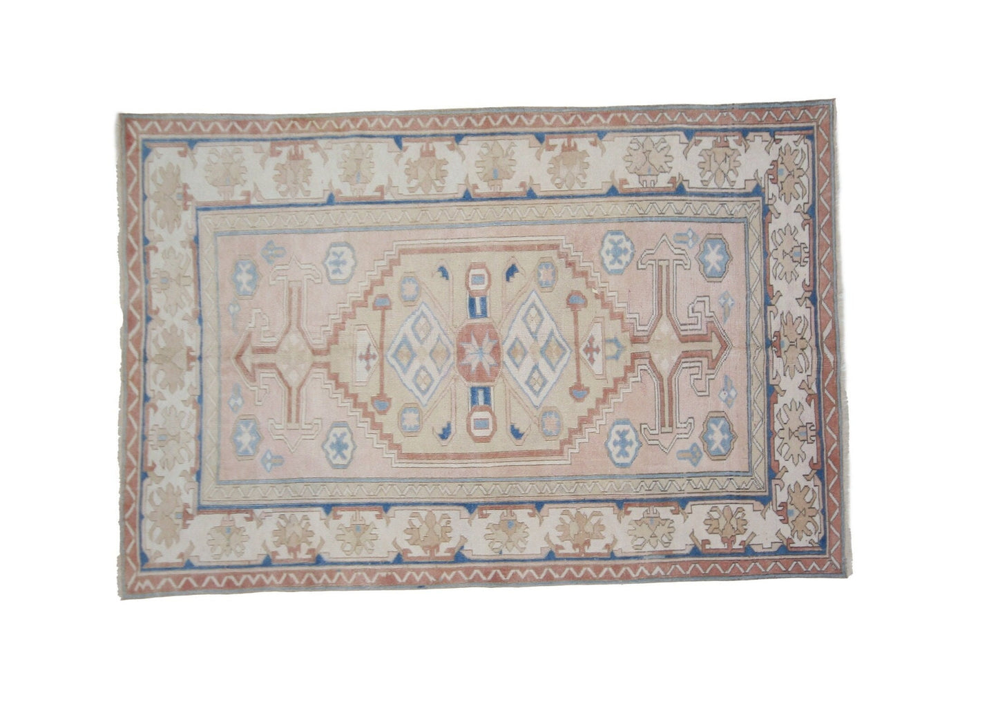 5x8 Rug,Turkish Rug 5x8, Pink rug ,Vintage Rug, Faded rug, Oushak Rug, Handmade Rug, Area Rug, Wool rug, Living Room Rug,Primitive rug,7283