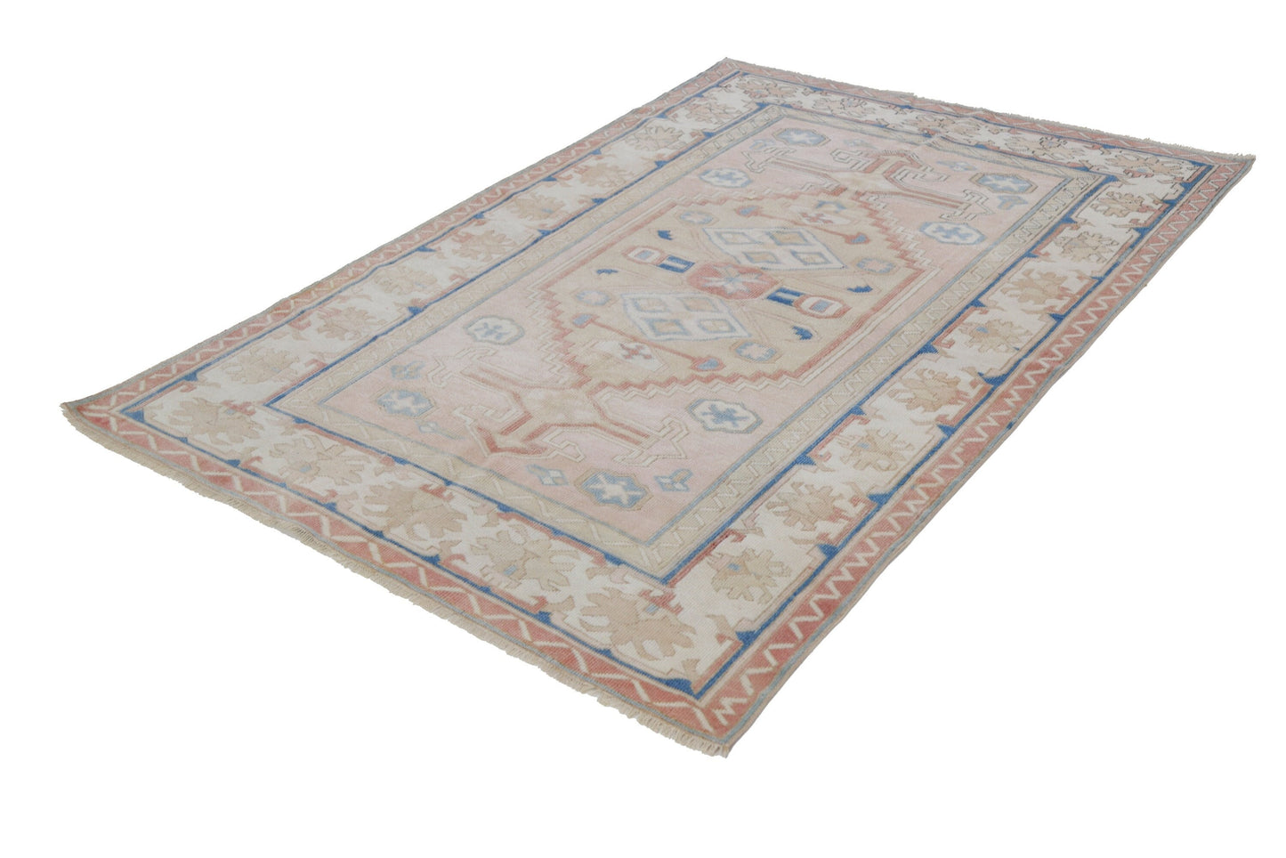 5x8 Rug,Turkish Rug 5x8, Pink rug ,Vintage Rug, Faded rug, Oushak Rug, Handmade Rug, Area Rug, Wool rug, Living Room Rug,Primitive rug,7283