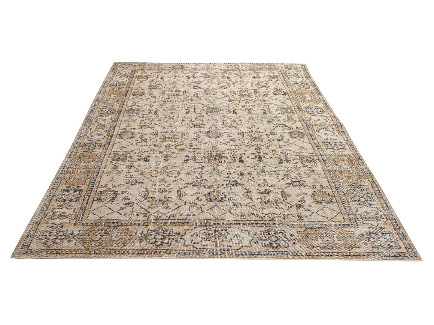 Turkish Handmade Rug, Vintage Faded Rug, Area Muted Rug, Oushak Unique Rug,Neutral Floor Rug, Scandinavian Rug, Rug 7x10, Bedroom Rug, 10349