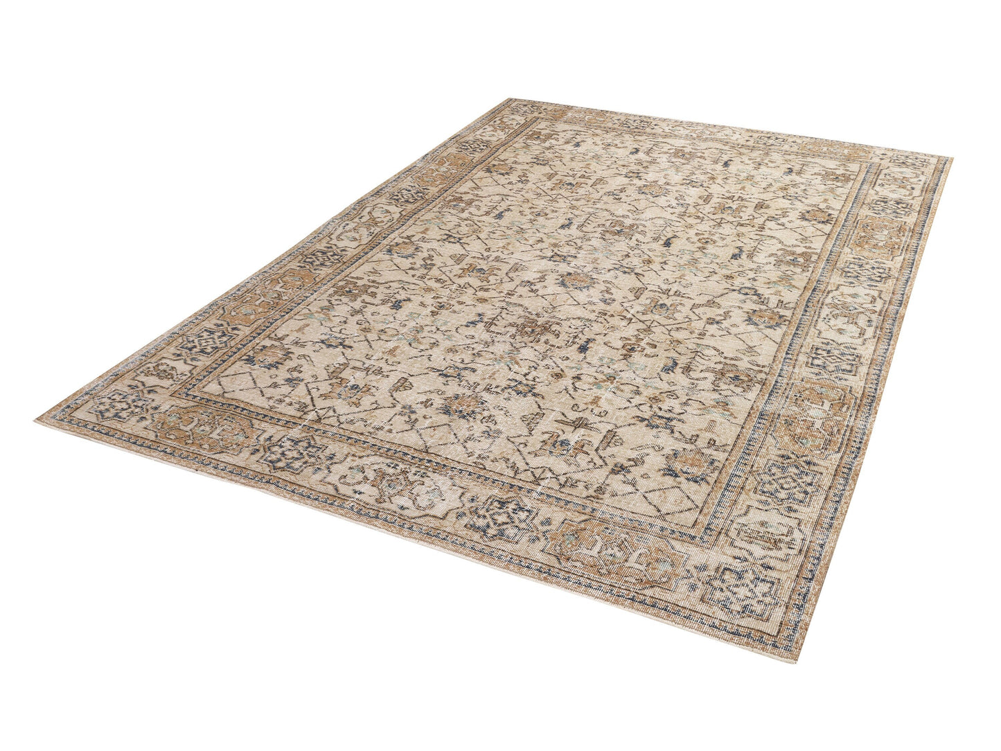 Turkish Handmade Rug, Vintage Faded Rug, Area Muted Rug, Oushak Unique Rug,Neutral Floor Rug, Scandinavian Rug, Rug 7x10, Bedroom Rug, 10349
