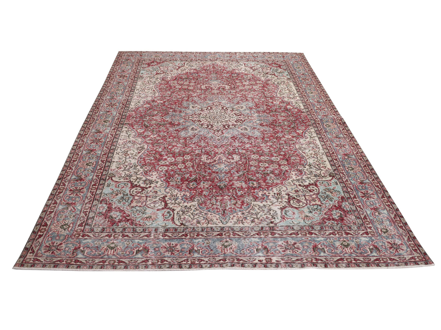 Turkish Vintage Handmade Rug, Area Muted Rug, Oushak Eclectic Rug, Bohemian Rug, Office Rug, Neutral Floor Rug, Turkey Rug, Rug 7x10, 10358