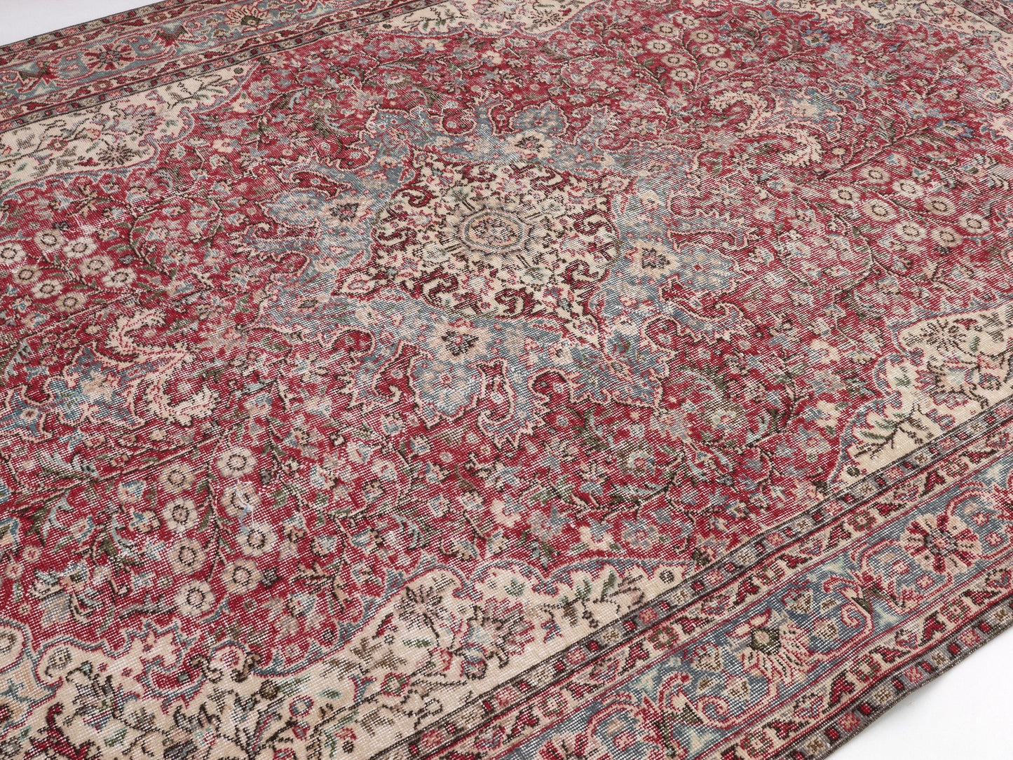 Turkish Vintage Handmade Rug, Area Muted Rug, Oushak Eclectic Rug, Bohemian Rug, Office Rug, Neutral Floor Rug, Turkey Rug, Rug 7x10, 10358