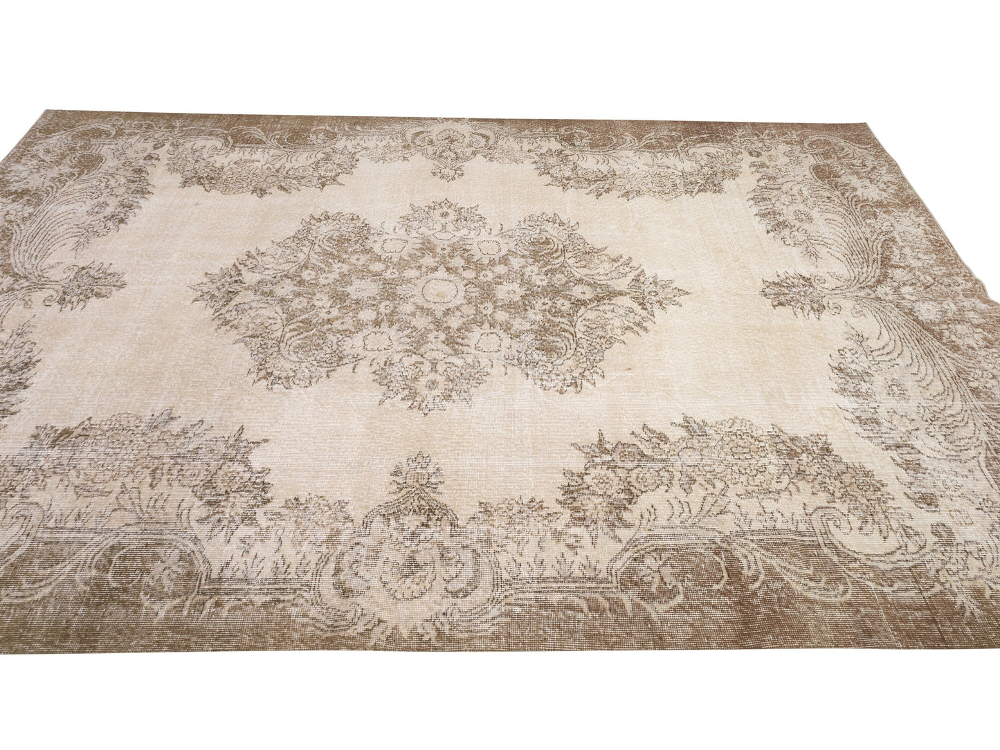 Turkish Oushak Handmade Rug, Vintage Unique Rug, Area Faded Rug, Neutral Muted Rug, Living Room Rug, Carpet Rug, Turkey Rug, Rug 7x11, 10386