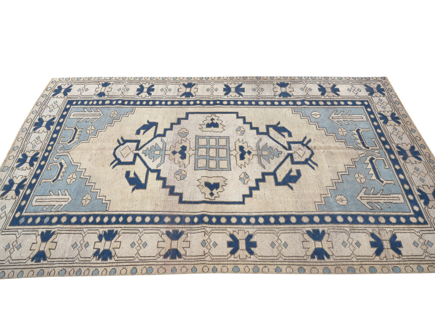 Turkish Rug, Vintage Rug, Handmade Rug, Oushak Rug, Area Rug, Neutral Rug, Living Room Rug, Carpet Rug, Vintage Carpet, Rug 5x7, 10005