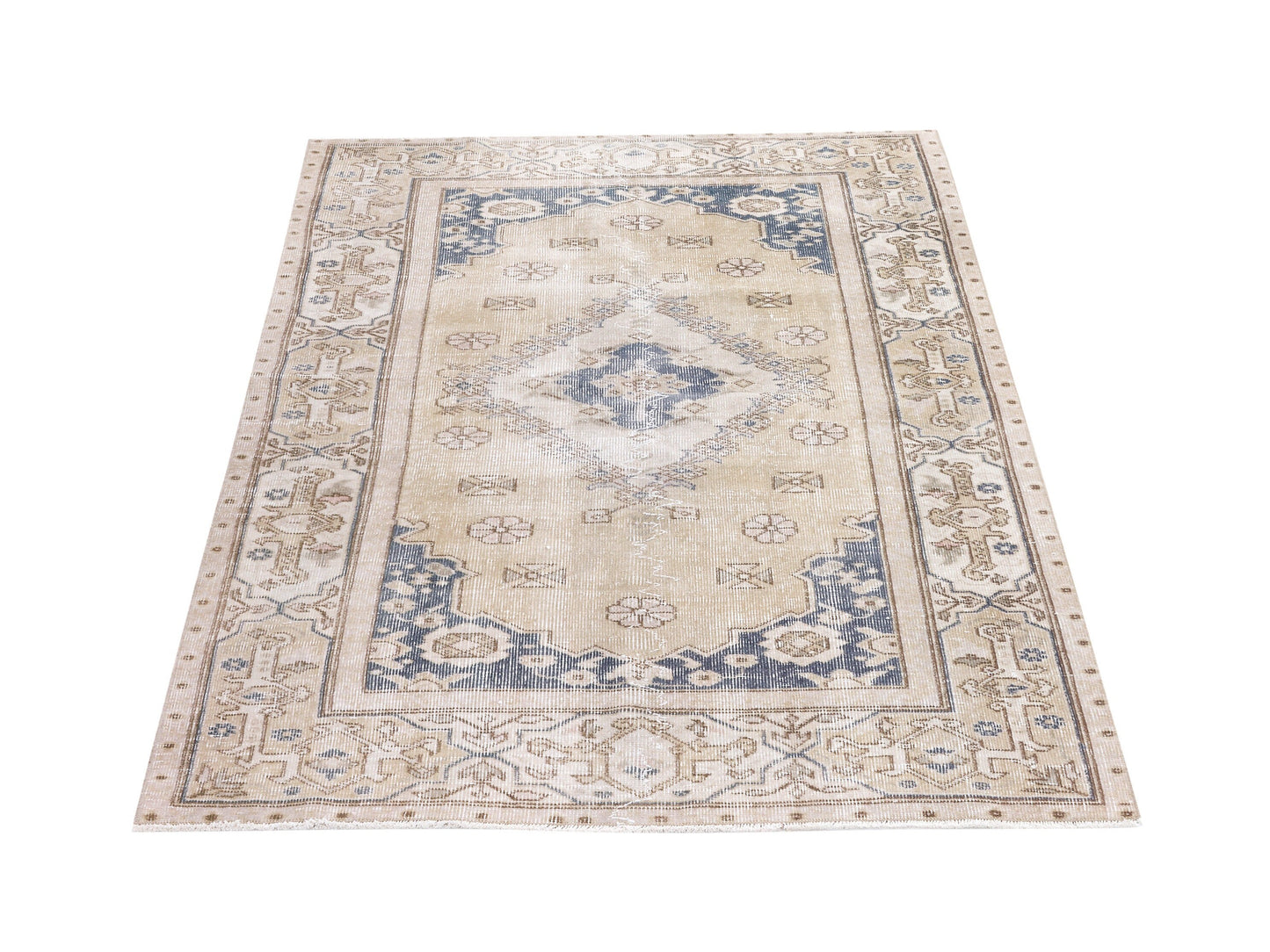 Turkish Rug, Vintage Area Rug, Oushak Handmade Rug, Primitive Rustic Rug, Office Rug, Turkey Rug, Anatolia Faded Rug, Rug 4x6, 10364