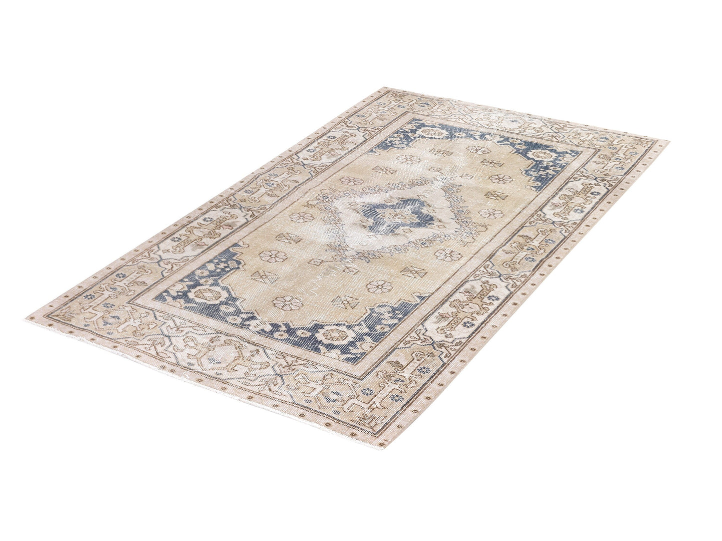 Turkish Rug, Vintage Area Rug, Oushak Handmade Rug, Primitive Rustic Rug, Office Rug, Turkey Rug, Anatolia Faded Rug, Rug 4x6, 10364