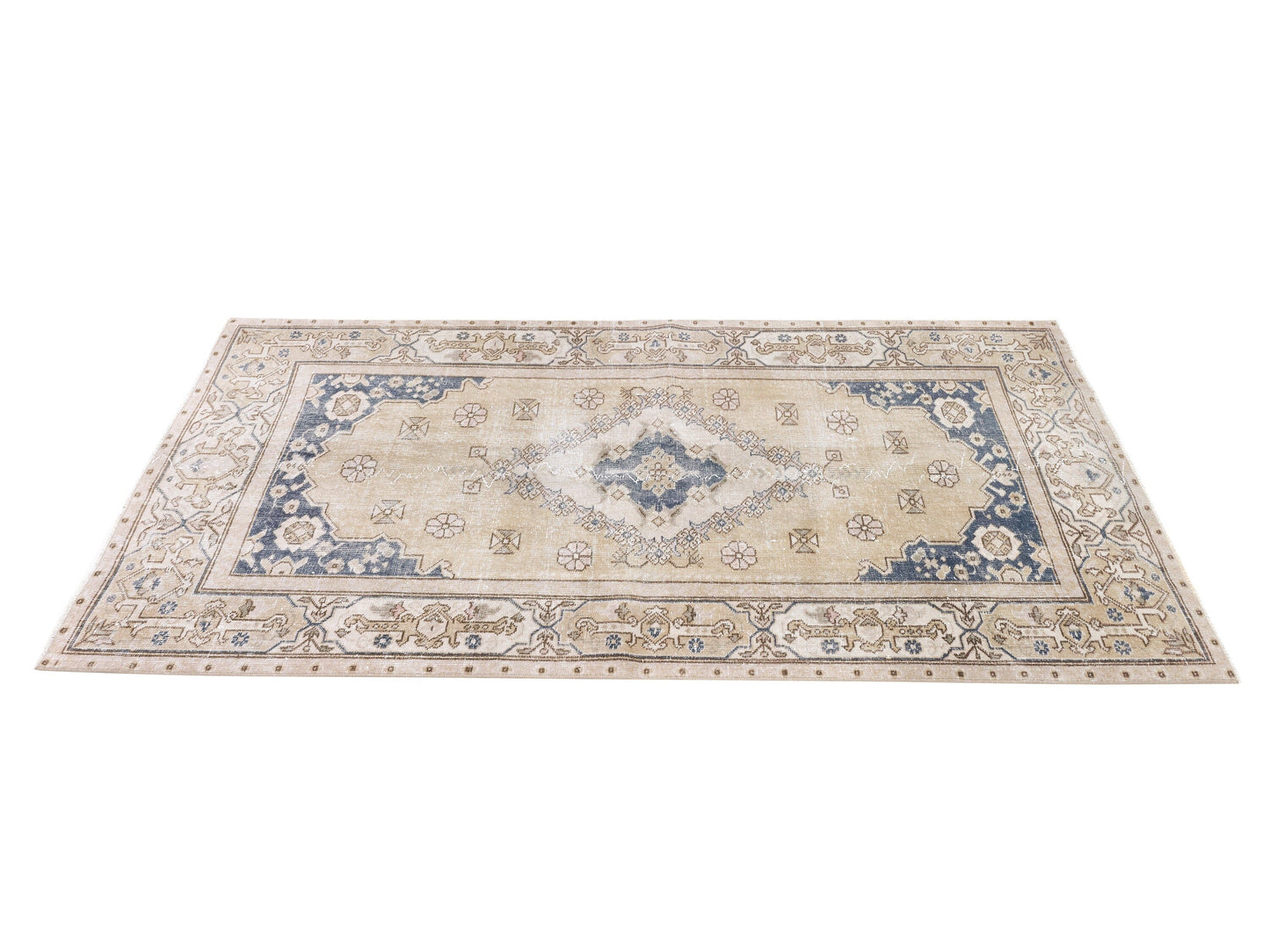Turkish Rug, Vintage Area Rug, Oushak Handmade Rug, Primitive Rustic Rug, Office Rug, Turkey Rug, Anatolia Faded Rug, Rug 4x6, 10364