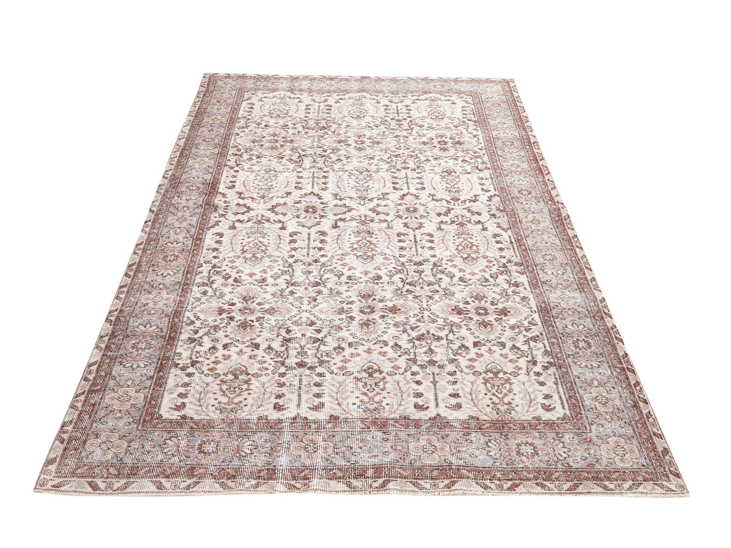 Turkish Bohemian Rug, Oushak Rug 5x9, Vintage Handmade Eclectic Rug, Office Rug, Neutral Area Muted Rug, Turkey Rug, Anatolia Rug, 10404