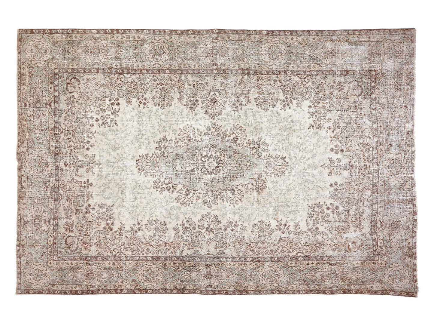 Primitive Rug, Turkish Oushak Rug, Vintage Handmade Unique Rug, Neutral Area Muted Rug, Bedroom Rug, Turkey Rug, Rustic Rug, Rug 7x10, 10443