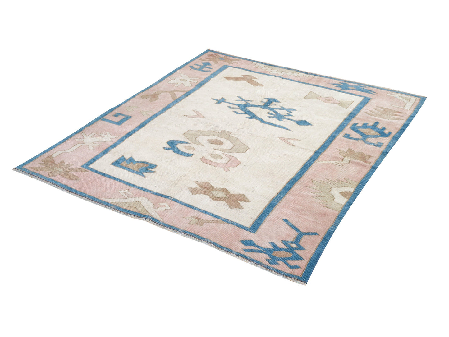 Vintage Rug 5x6, Turkish Anatolia Rug, Handmade Area Floor Rug, Oushak Rug, Carpet Rug, Scandinavian Rug, Living Room Rug, Turkey Rug, 9081